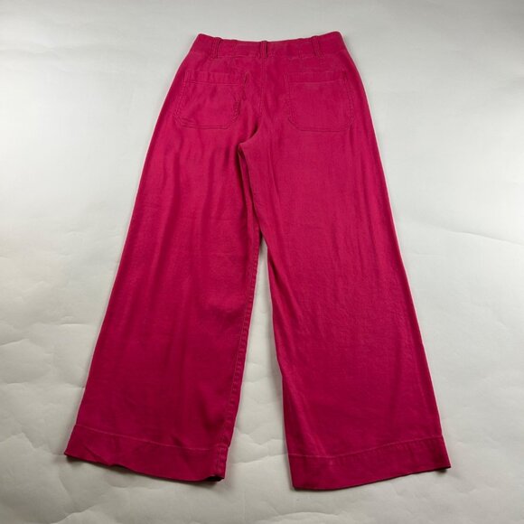 MAEVE Hot Pink Linen Blend Colette Wide Leg Pant 26 - Picture 5 of 6